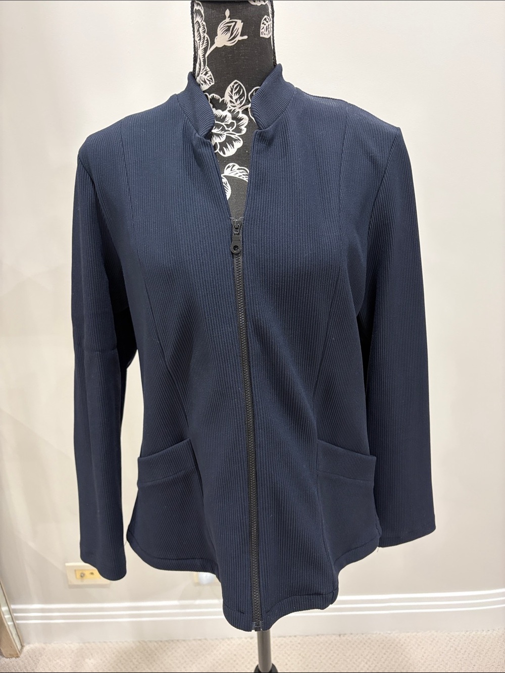 Andria Lieu Navy Zip Jacket size large